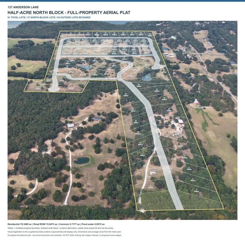 Final 91-lot full-property half-acre north-block alternative