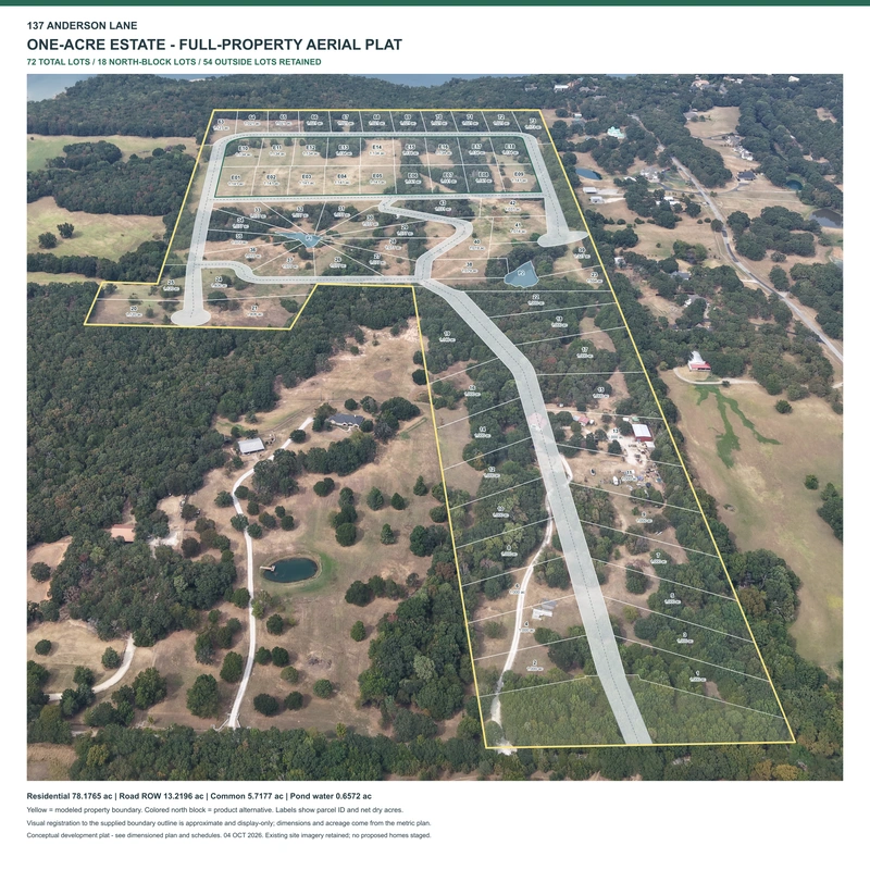 Full-property 72-lot one-acre estate alternative