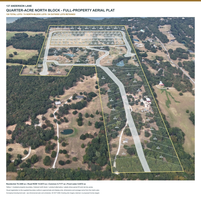 Final 128-lot full-property quarter-acre north-block alternative